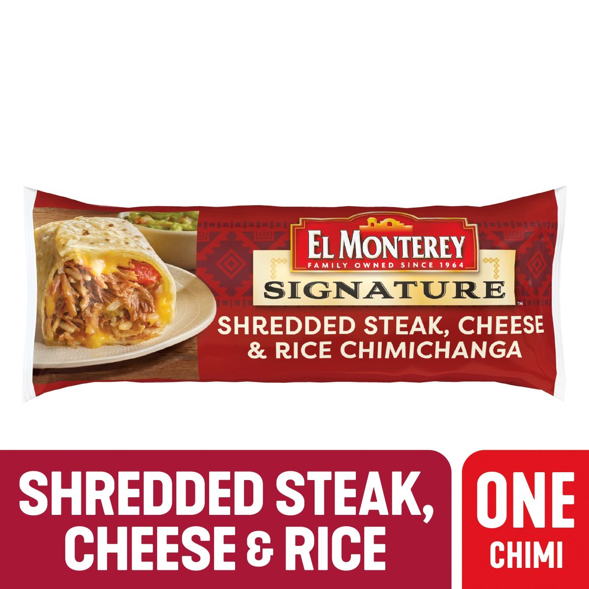 El Monterey® Signature Shredded Steak & Three-Cheese Chimichanga 5 oz.  Single Serve, Mexican