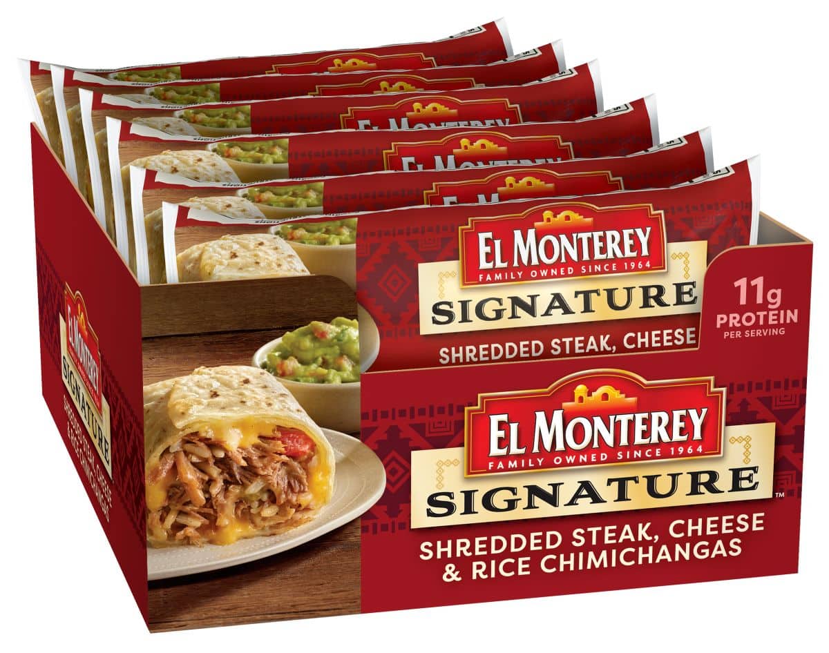 El Monterey®️ Signature Single Serve Shredded Steak, Cheese & Rice  Chimichanga - Ruiz Foodservice
