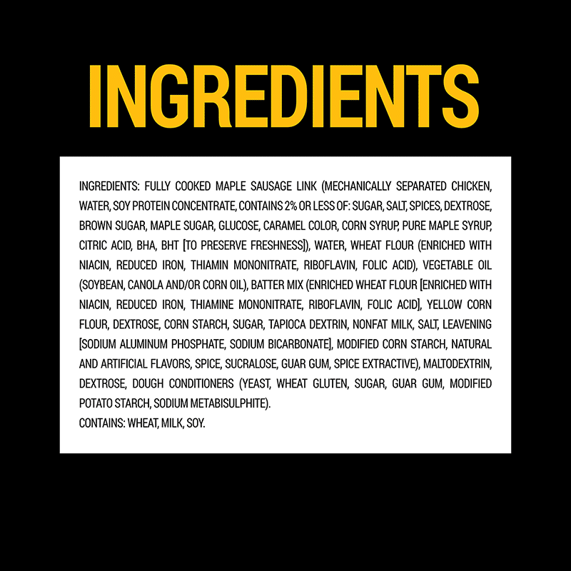 Ingredients for the reformulated French Toast Tornados