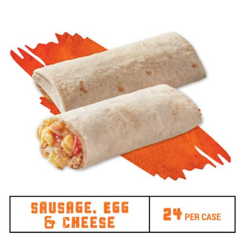Two Burritos Side By Side, With The One In Front Cut Open To Show The Filling