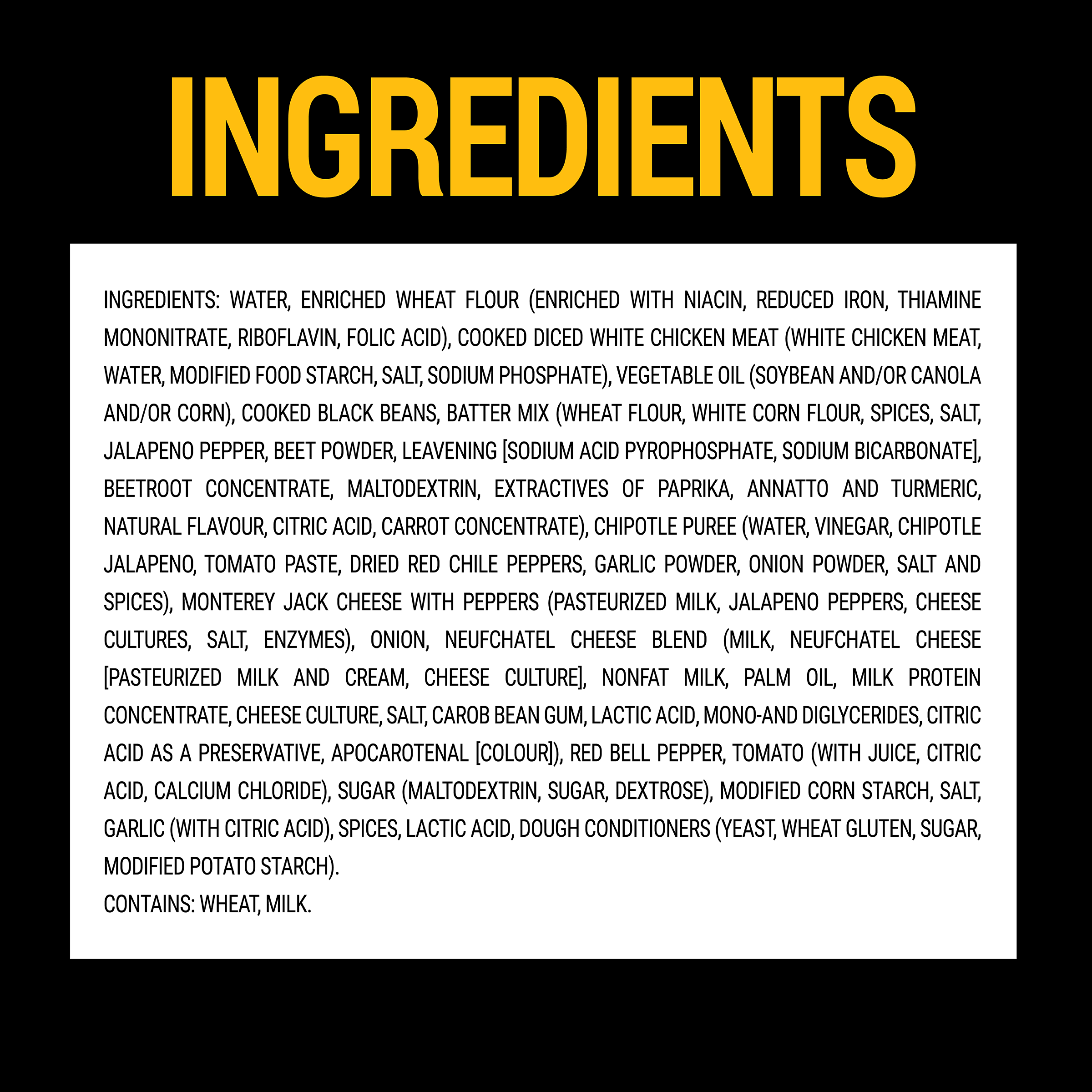 Spicy Chipotle Chicken Tornados ingredients
