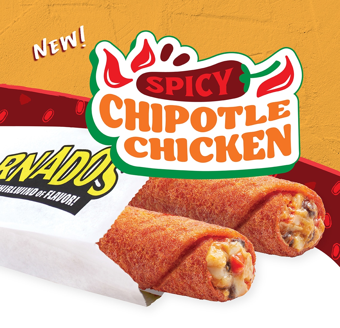Two Spicy Chipotle Chicken Tornados in a sleeve