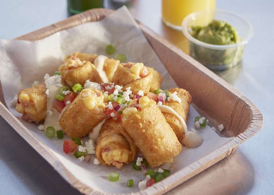 Tornados® A.M. Nachos with juice and guacamole