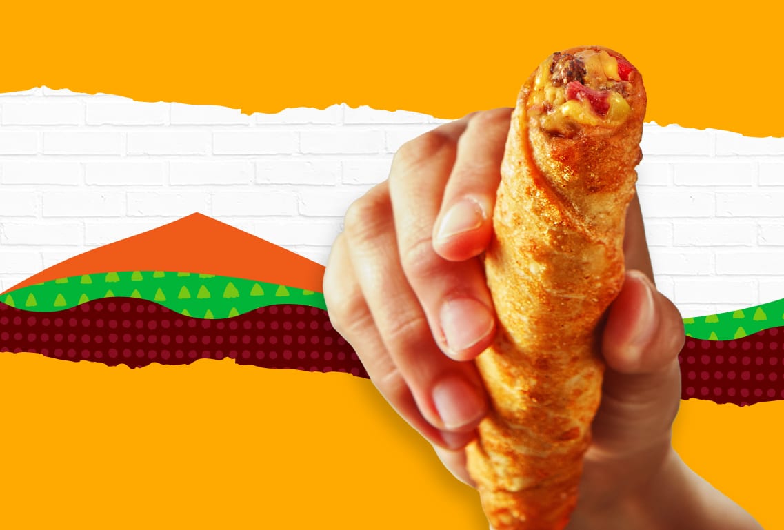 Cheesy Burger Tornados in hand