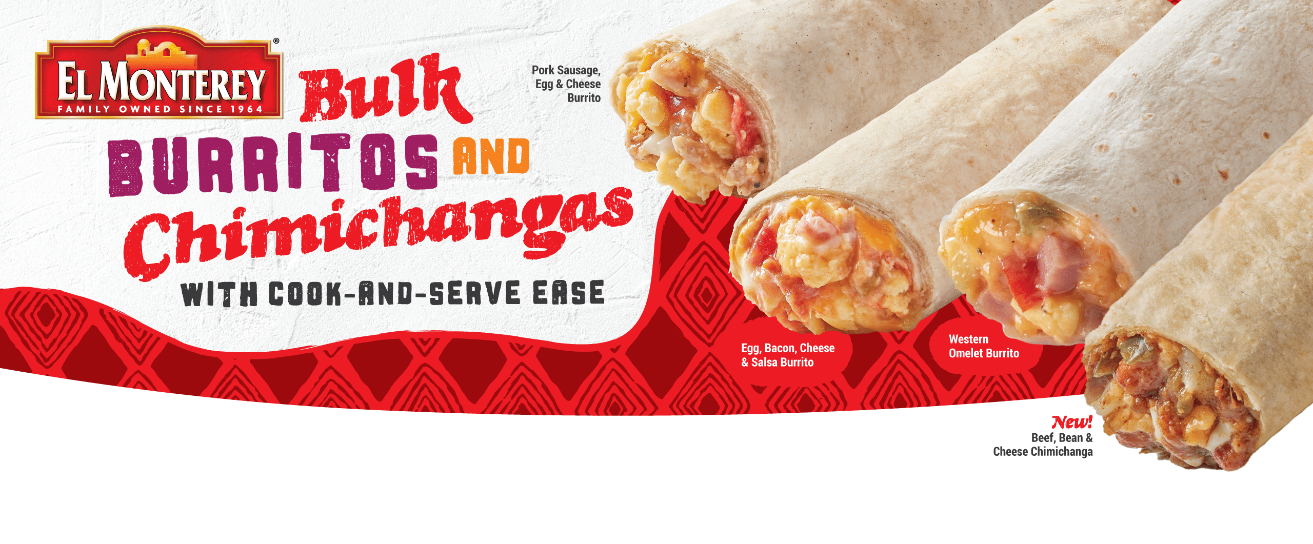 Two bulk breakfast burrito and one bulk chimichanga