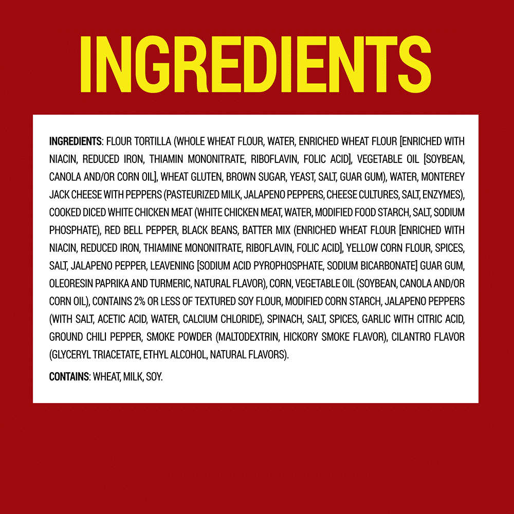 Southwestern Style Chicken K-12 Tornados ingredients