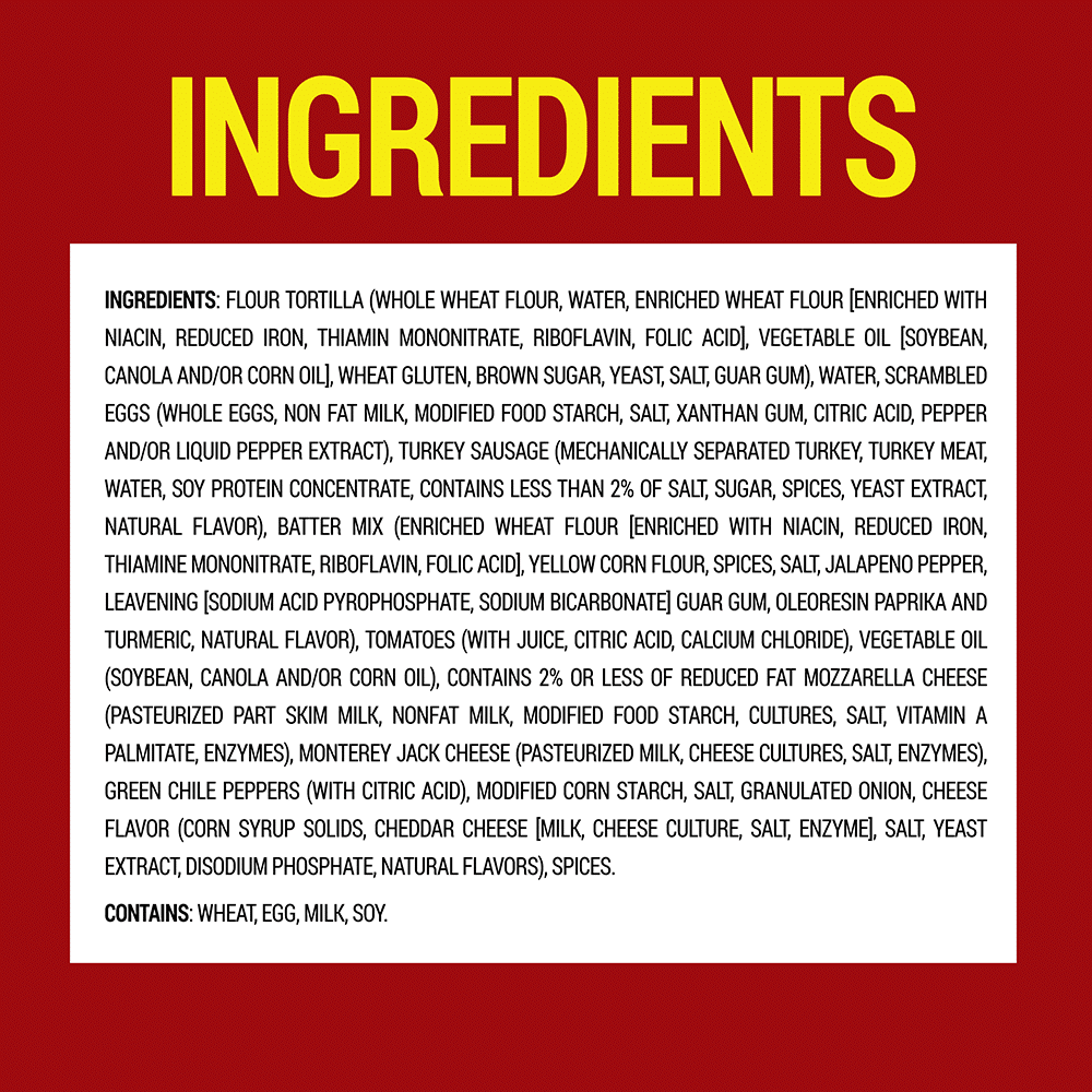 Turkey Sausage, Egg & Cheese K-12 Tornados ingredients