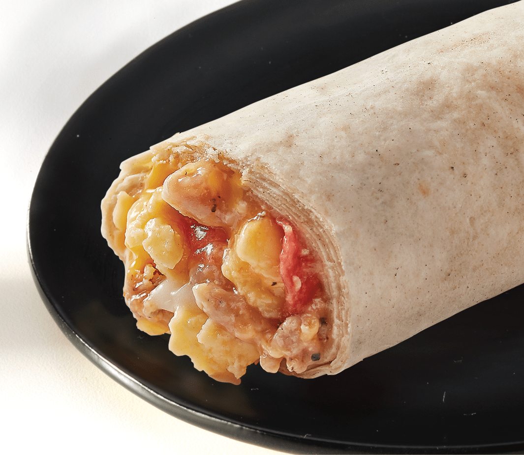 Open burrito on a plate