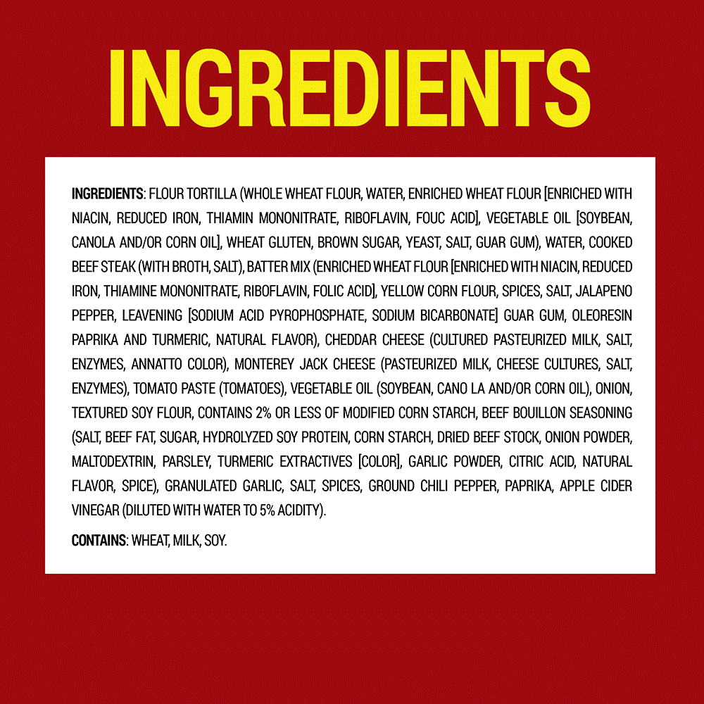 Ranchero Beef & Cheese K-12 Tornados ingredients